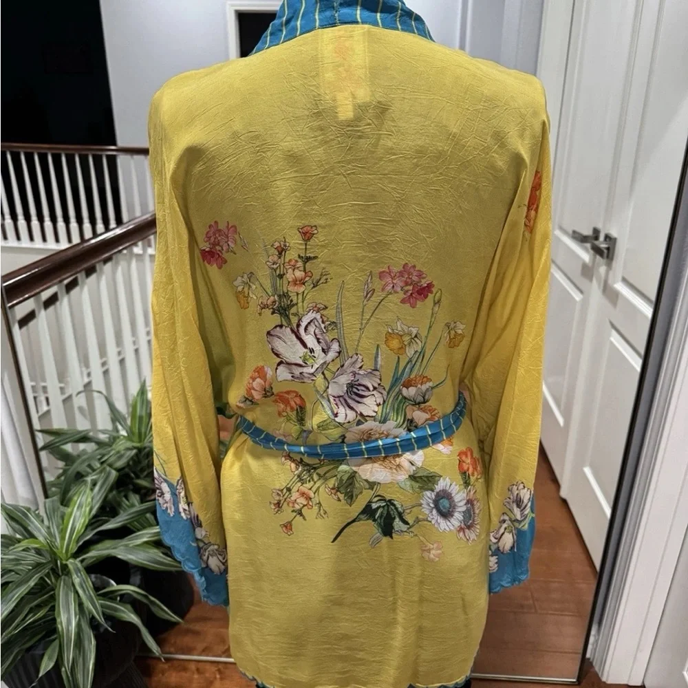 Johnny Was Multicolor Floral Kimono Size L - Picture 7 of 10